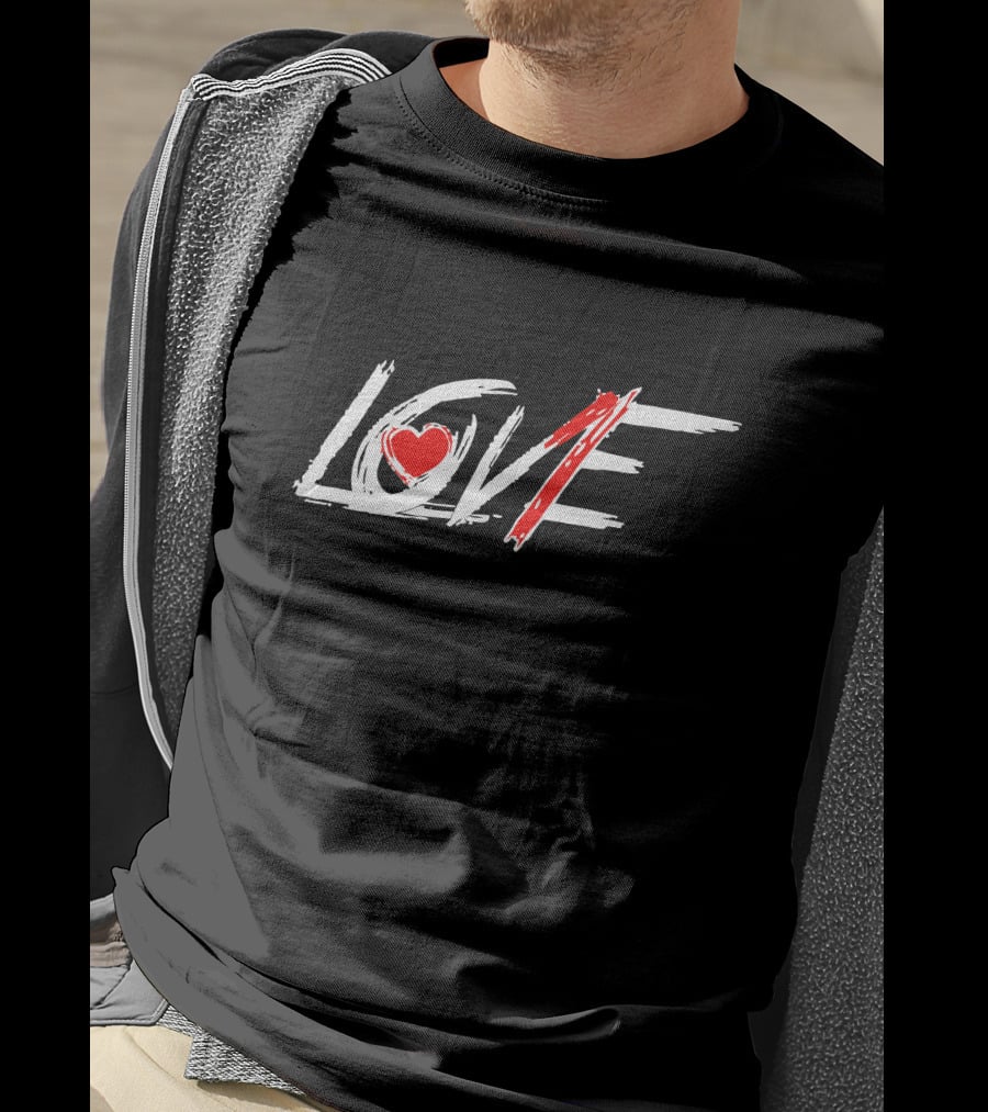 Love Heart Brushstroke Red Accent T-Shirt