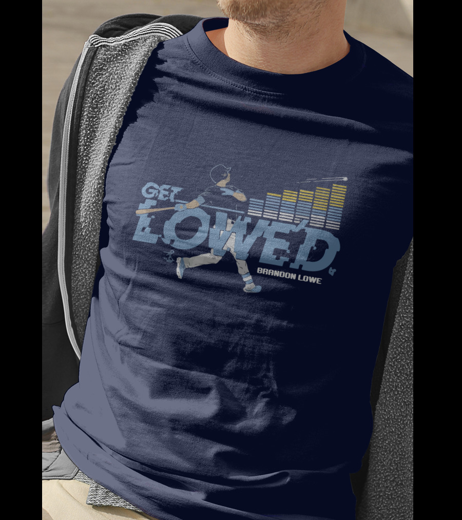 Brandon Lowe Get Lowed Baseball Swing With Rising Bar Graph T-Shirt