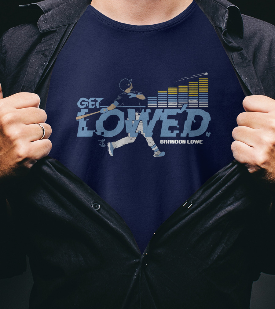 Brandon Lowe Get Lowed Baseball Swing With Rising Bar Graph T-Shirt