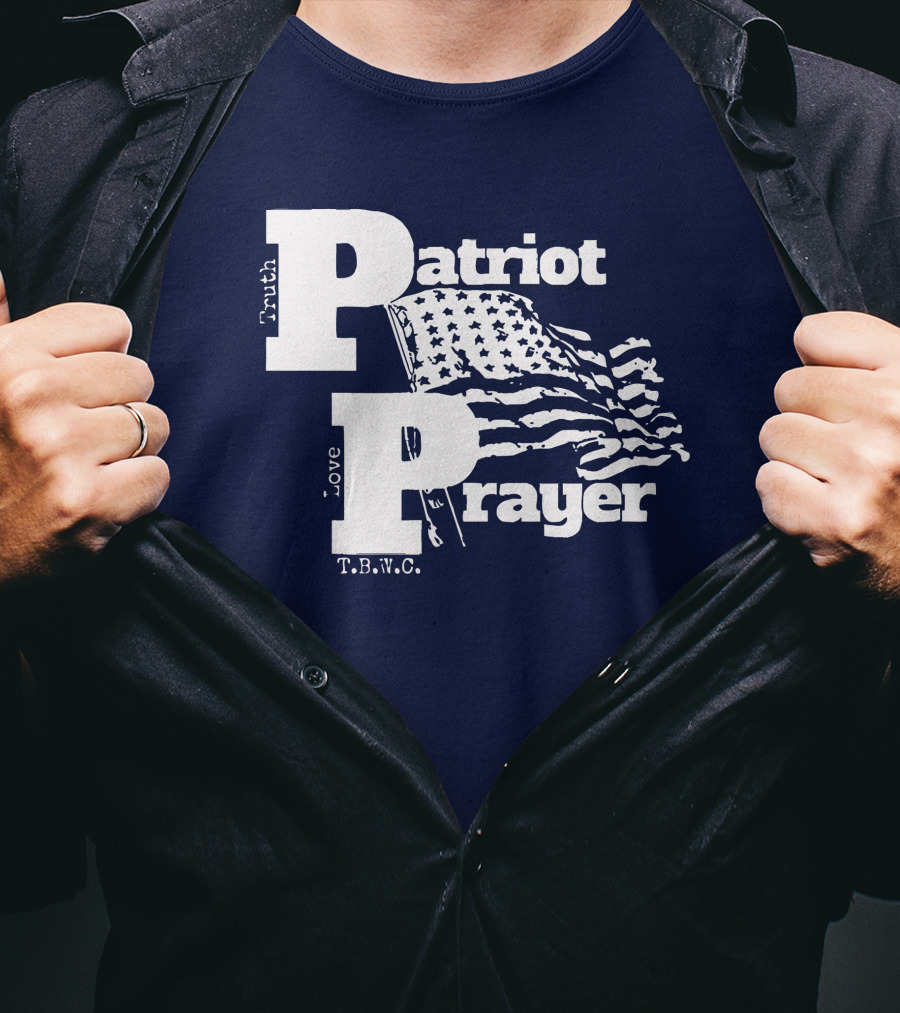 Truth Love Patriot Prayer T.B.W.C. American Flag T-Shirt