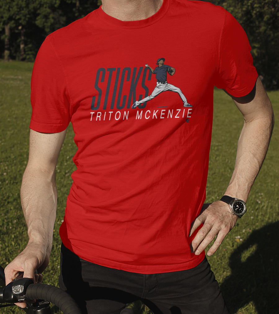 Triston McKenzie Sticks Pitching Motion Red T-Shirt