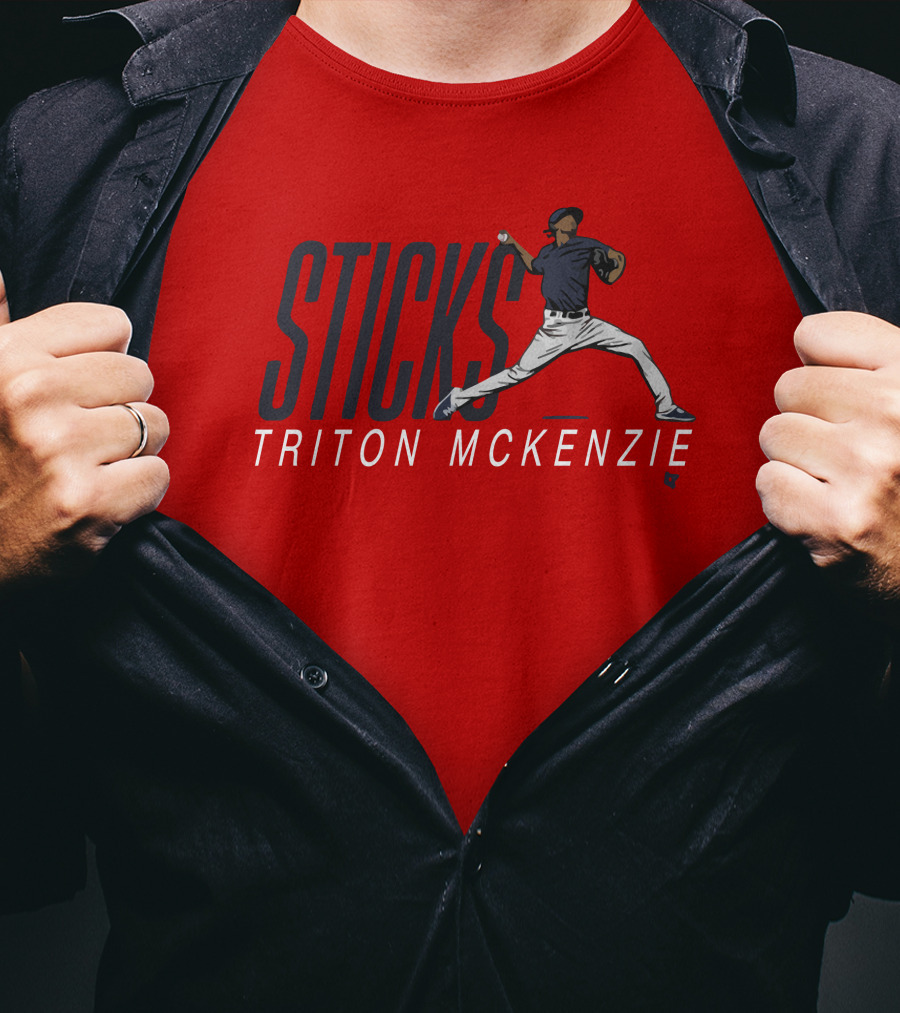 Triston McKenzie Sticks Pitching Motion Red T-Shirt