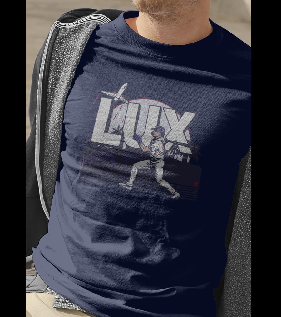 LUX Los Angeles Baseball Player With Plane And Palm Trees T-Shirt