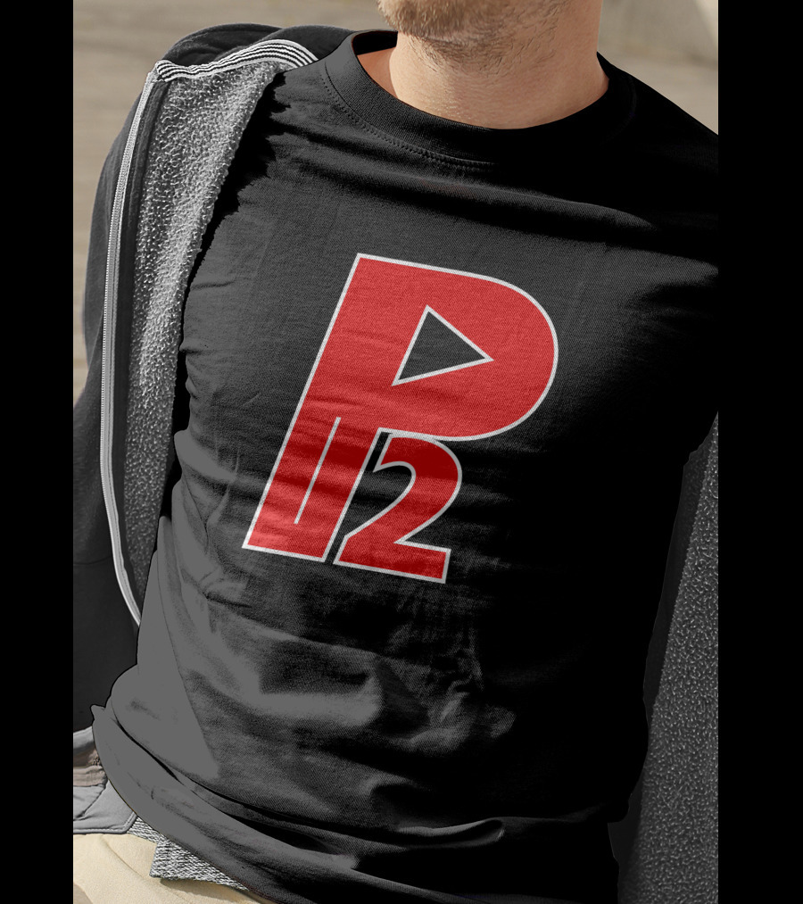 P2isthename Merch Bold Red P2 Logo With Play T-Shirt