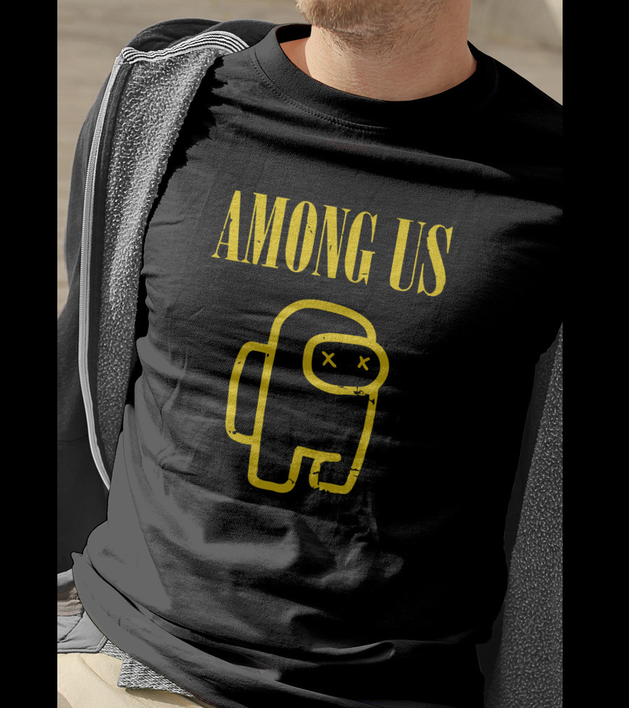 AMONG US Yellow Character Outline With X Eyes T-Shirt