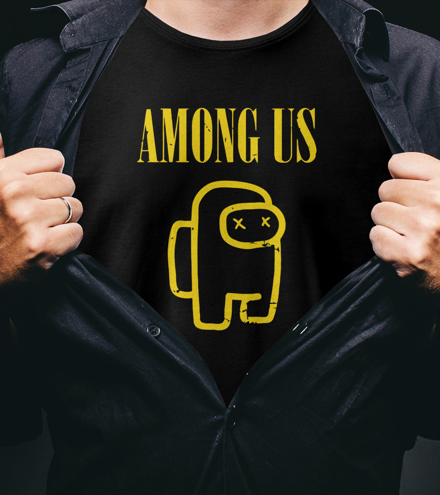 AMONG US Yellow Character Outline With X Eyes T-Shirt