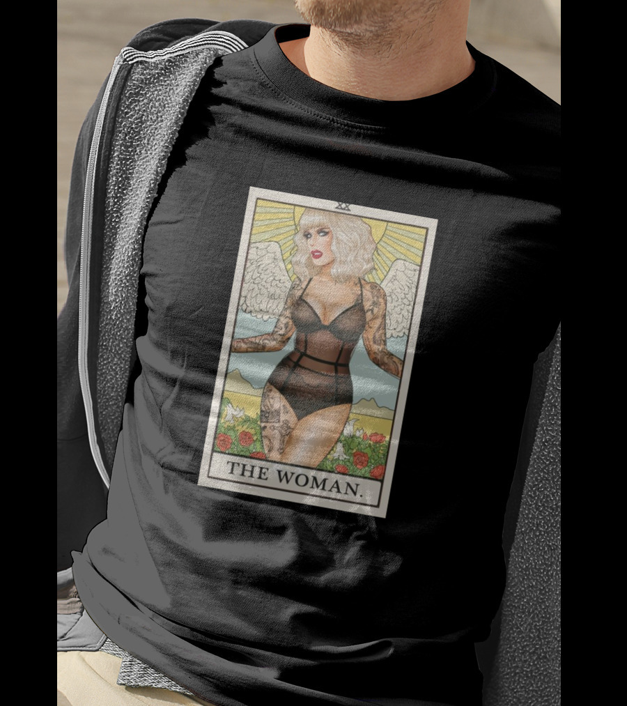 The Woman Tarot Card Katya Tattoo Angel Rose Sunburst T-Shirt