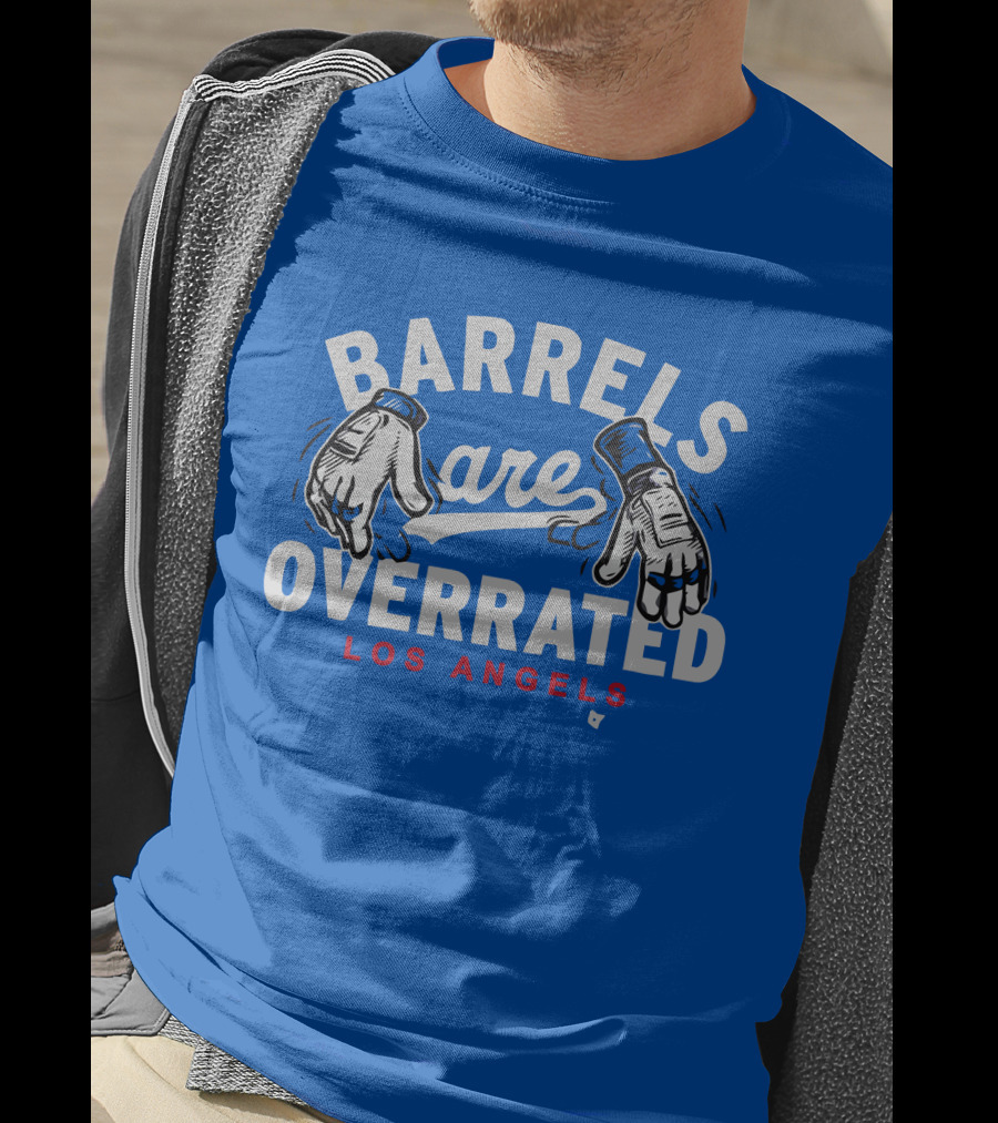 Barrels Are Overrated Los Angeles Baseball Glove Motif T-Shirt