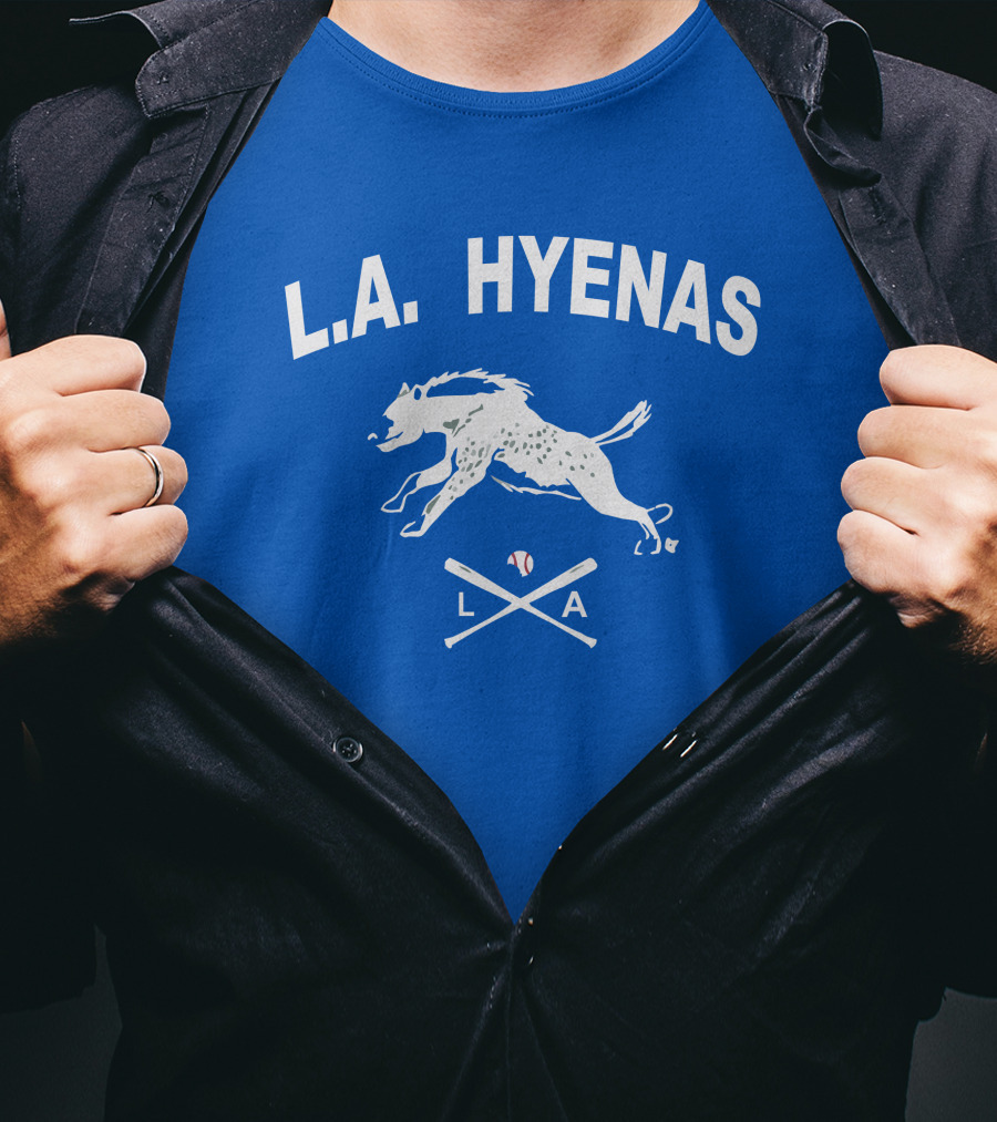 L.A. Hyenas Los Angeles Baseball Hyena With Crossed Bats T-Shirt