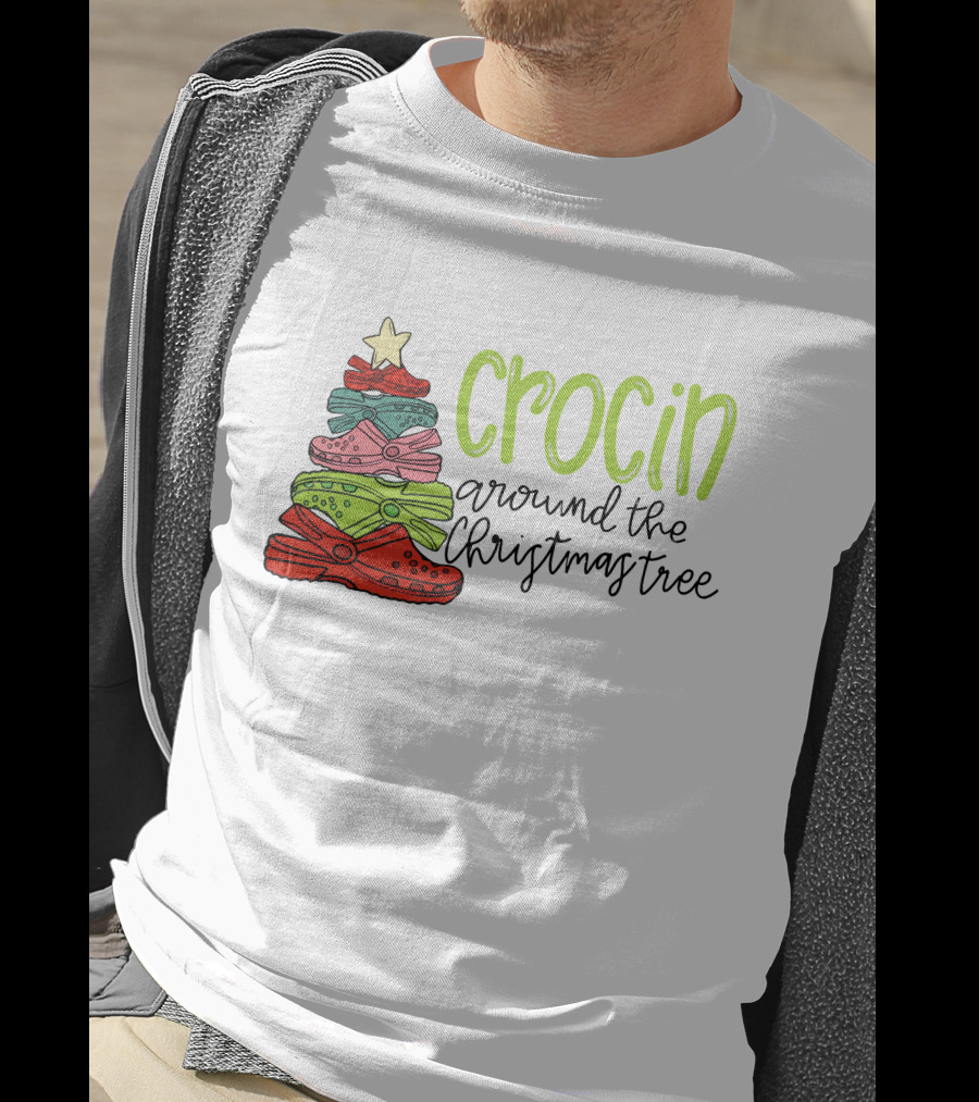 Crocin Around The Christmas Tree Stack Of Festive Shoes With Star T-Shirt