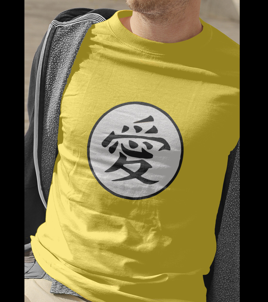CalebCity Merch Love Kanji Symbol Yellow Circle T-Shirt