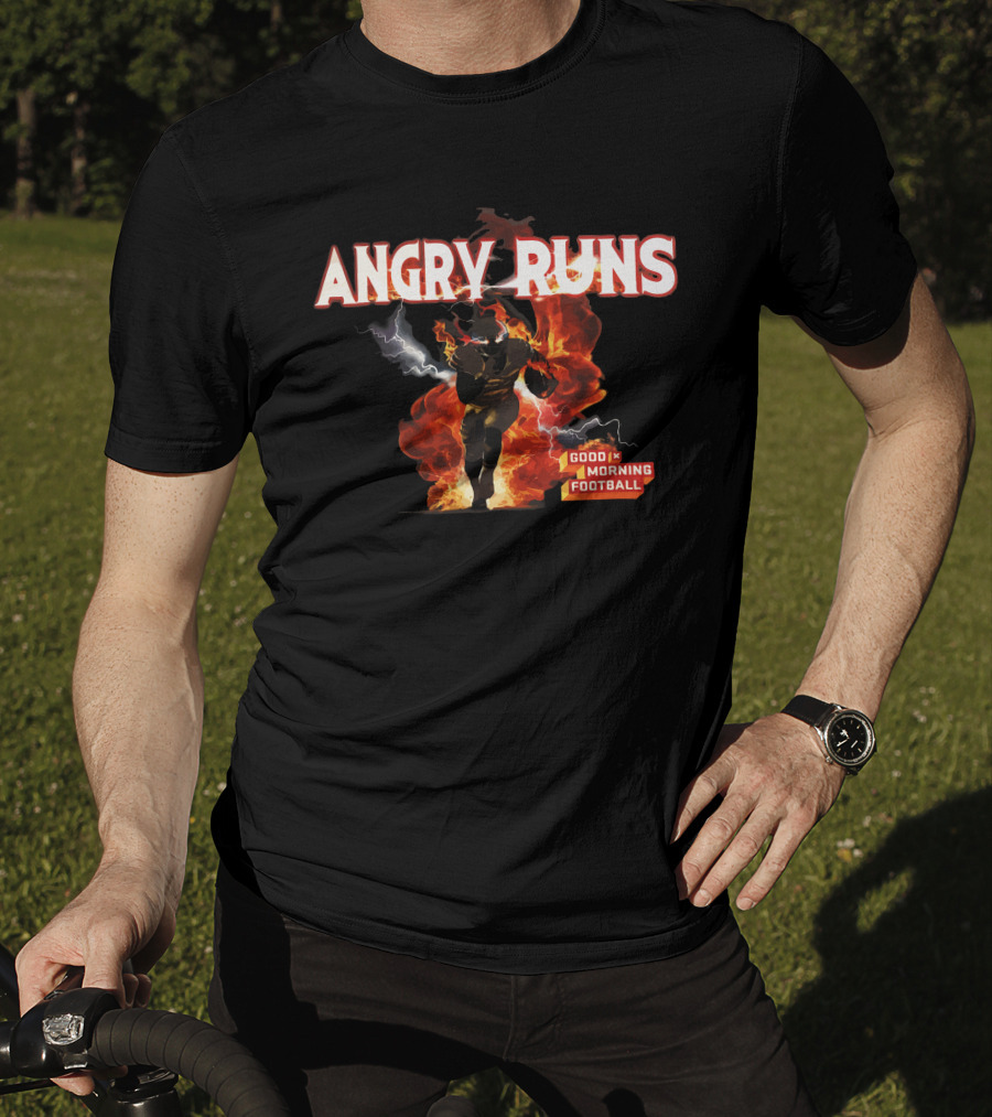 Angry Runs Good Morning Football Fire And Lightning Charge T-Shirt