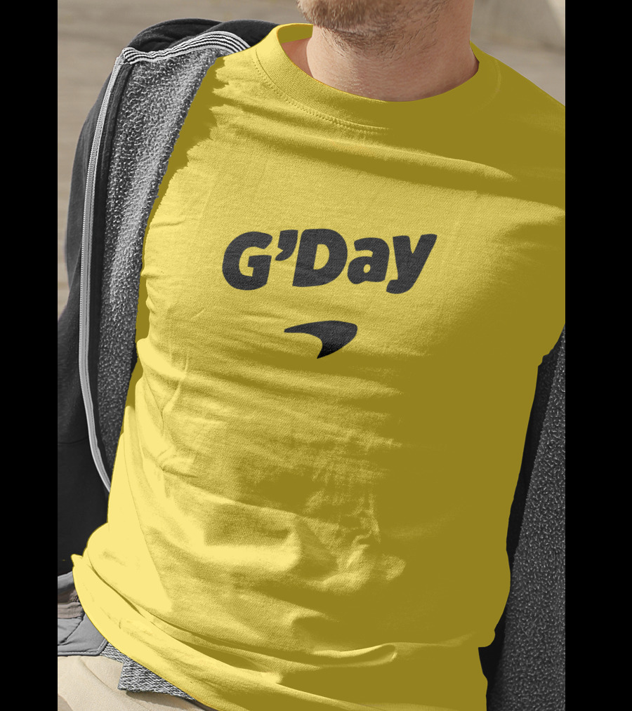 Daniel Ricciardo G'Day McLaren Logo Yellow Background T-Shirt