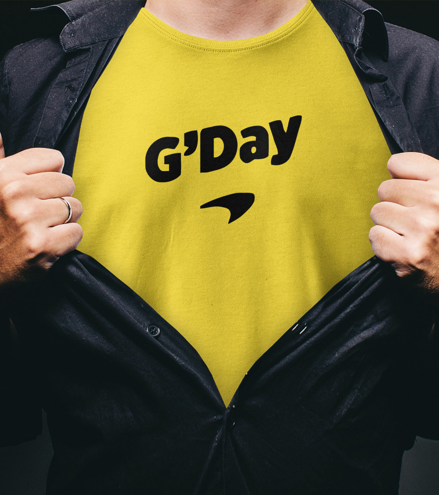 Daniel Ricciardo G'Day McLaren Logo Yellow Background T-Shirt