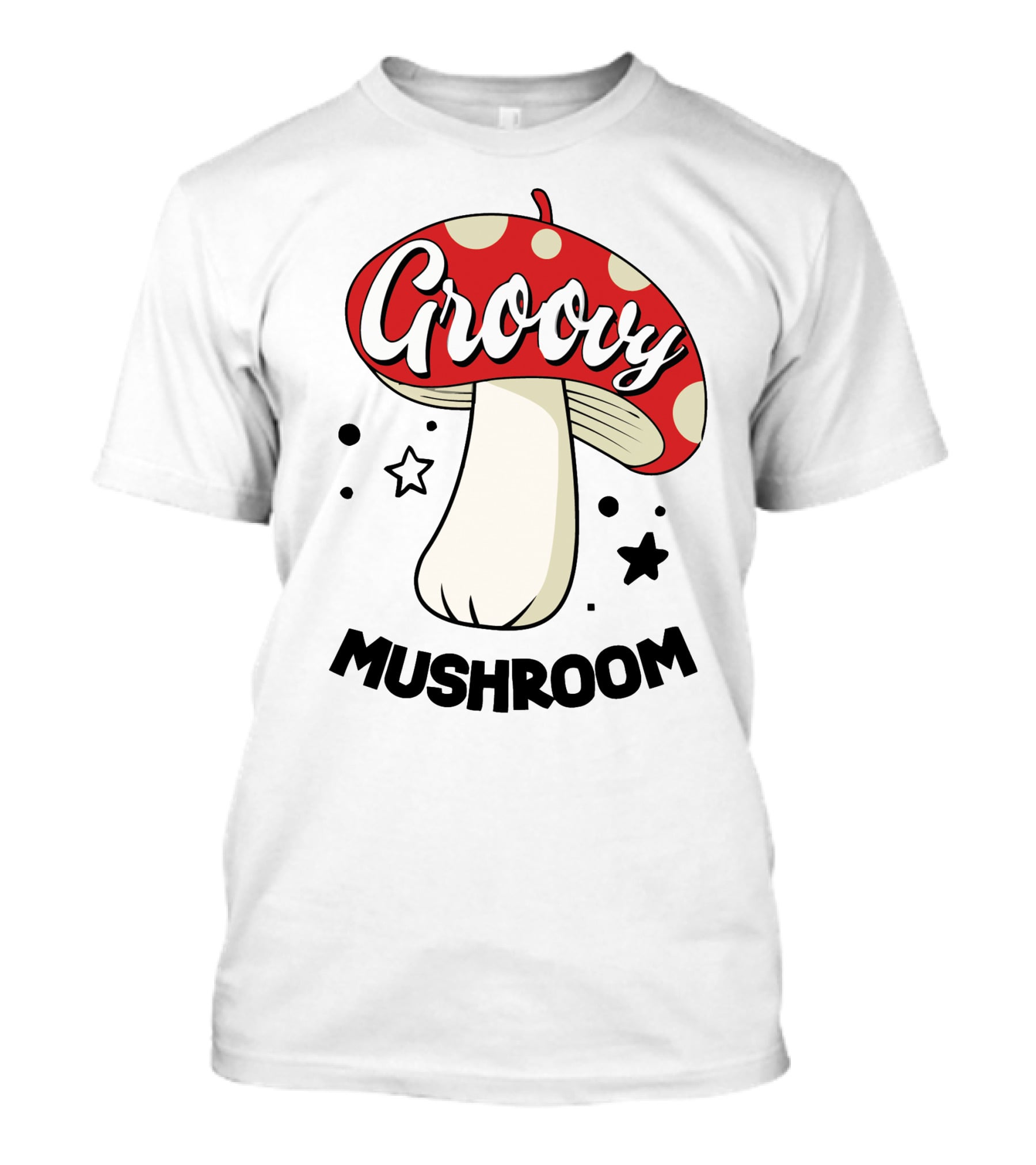 Groovy Mushroom Retro Polka Dot Star Fun T-Shirt