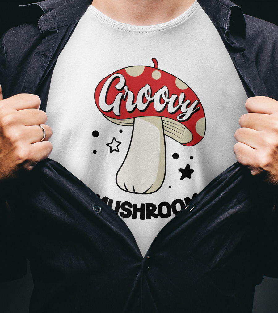 Groovy Mushroom Retro Polka Dot Star Fun T-Shirt