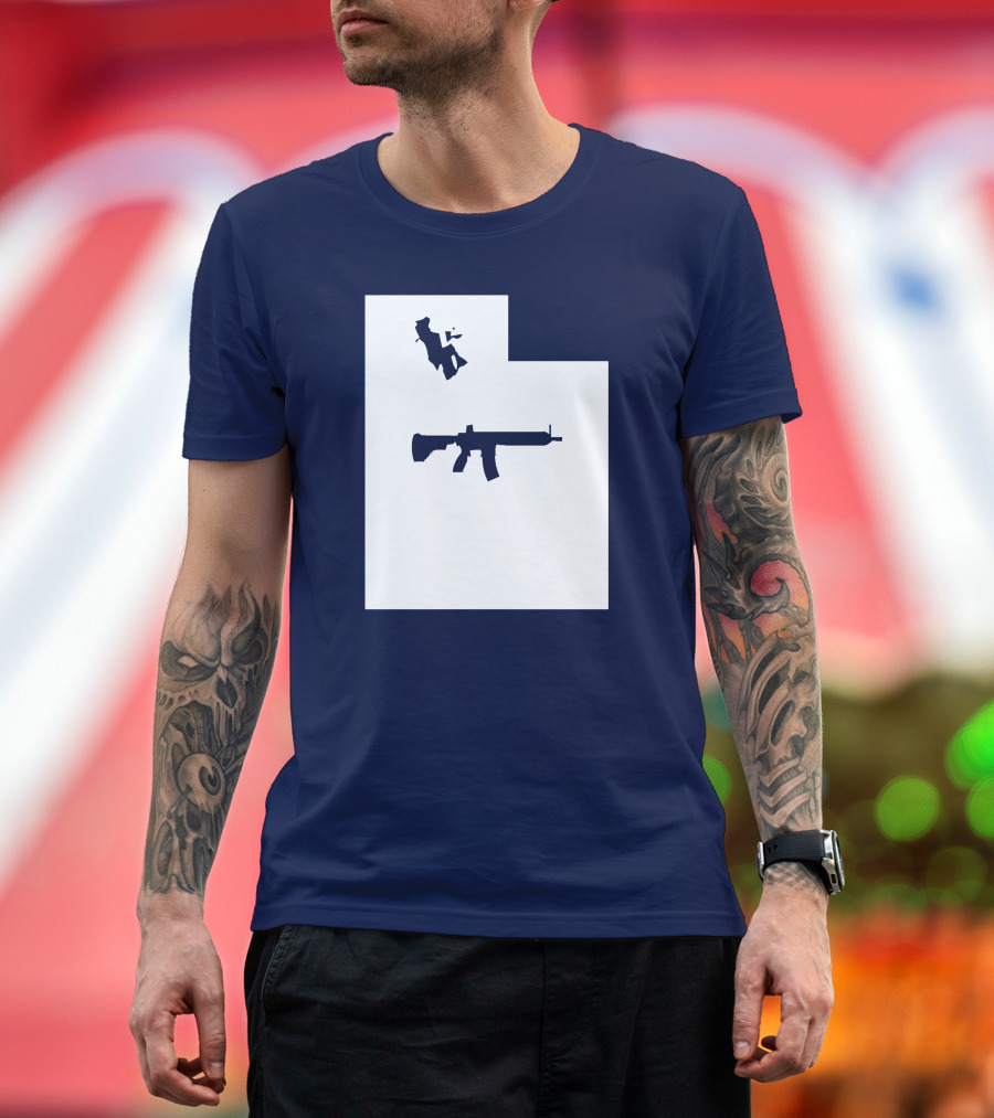 Keep Utah Tactical AR-15 Rifle and Skier in State T-Shirt