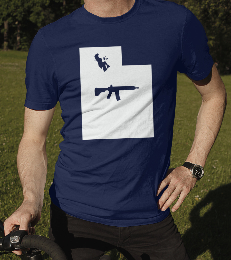 Keep Utah Tactical AR-15 Rifle And Skier In State T-Shirt