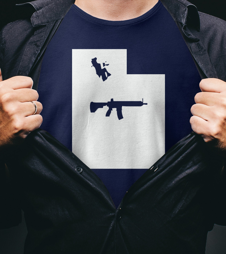 Keep Utah Tactical AR-15 Rifle And Skier In State T-Shirt