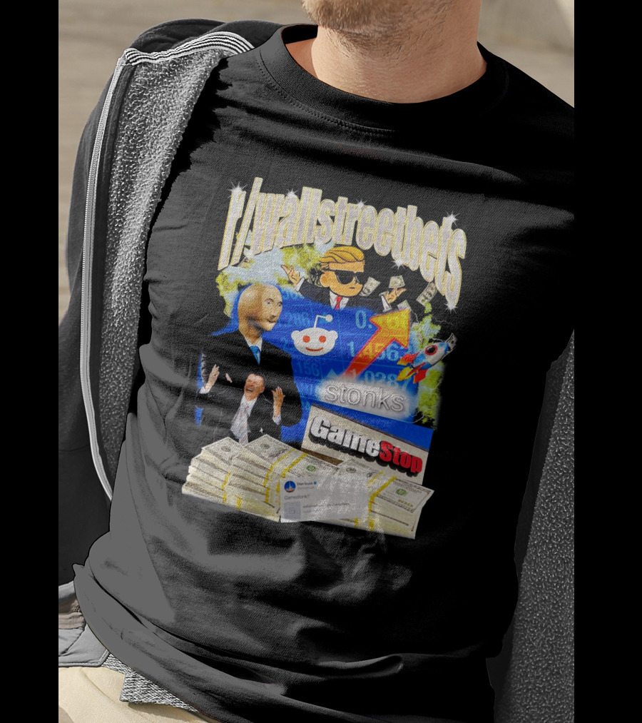 R/wallstreetbets Stonks GameStop Rocket Money Reddit Meme T-Shirt