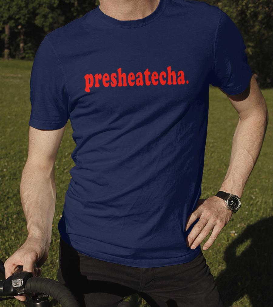 Presheatecha Thank You In Red Text On Dark Blue Background T-Shirt