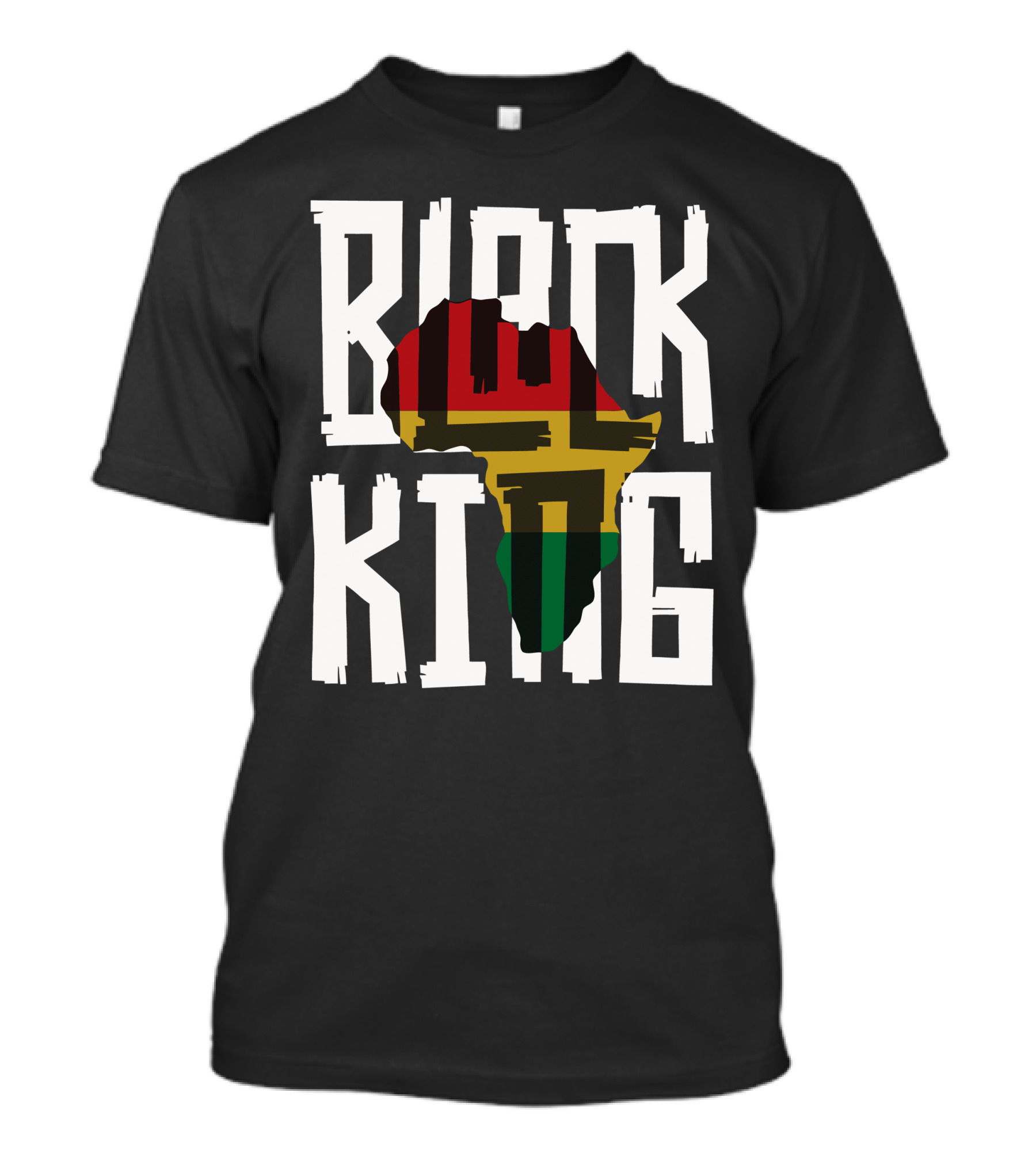 Black King Africa Map Red Yellow Green T-Shirt