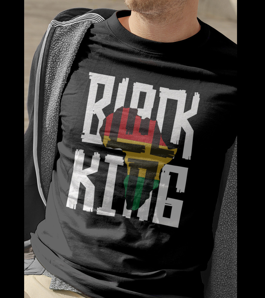 Black King Africa Map Red Yellow Green T-Shirt