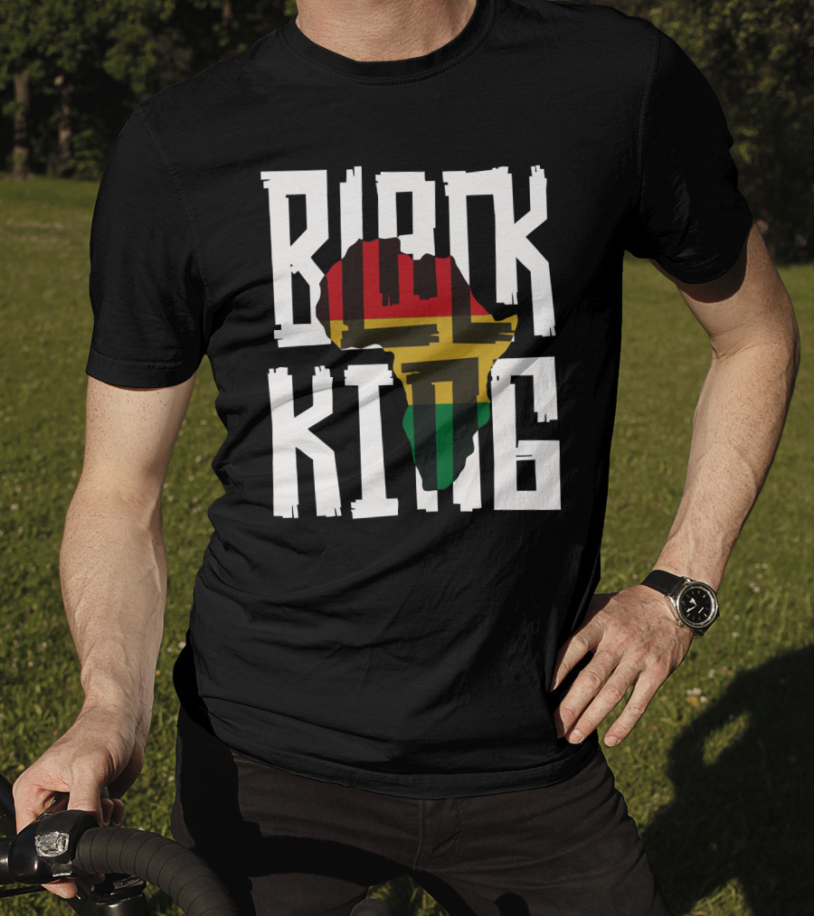 Black King Africa Map Red Yellow Green T-Shirt