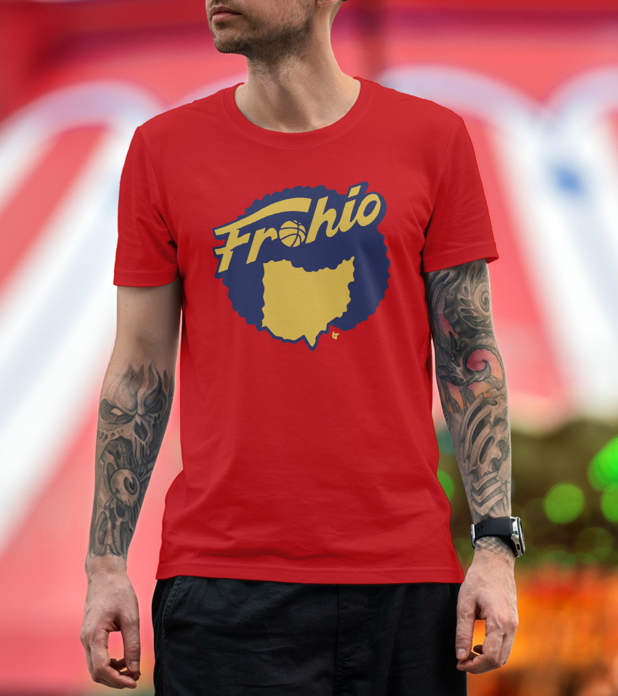 Frohio Ohio Basketball Map Silhouette Red T-Shirt