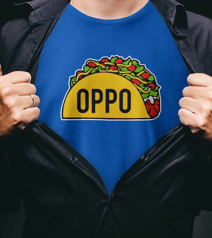OPPO Taco Graphic On Vibrant Blue Background T-Shirt