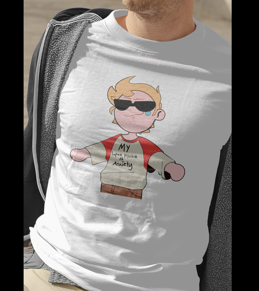 MY Super Power Is Anxiety Character With Sunglasses And Red Sleeves T-Shirt