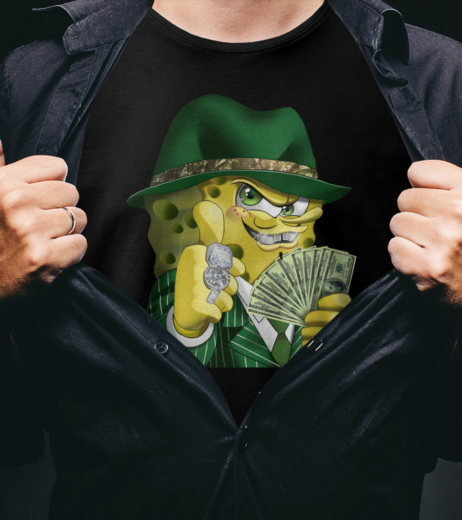 Gangster Spongebob Money And Bling T-Shirt