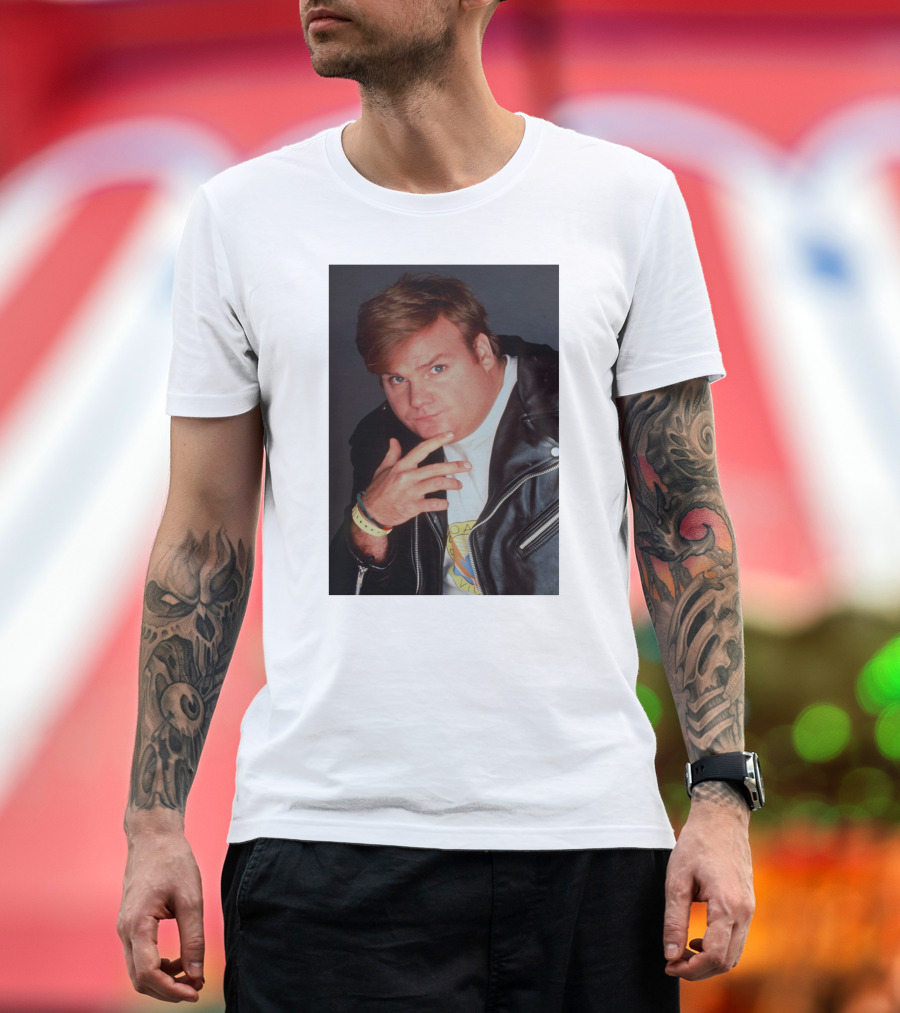 Chris Farley Leather Jacket and Wristbands 90s T-Shirt