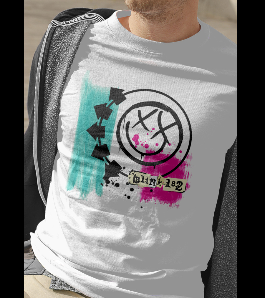 Jack And Sally Blink 182 I Miss You Smile Logo Paint Splatter T-Shirt