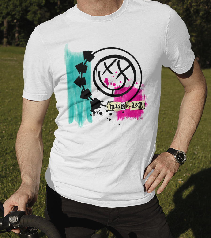 Jack And Sally Blink 182 I Miss You Smile Logo Paint Splatter T-Shirt