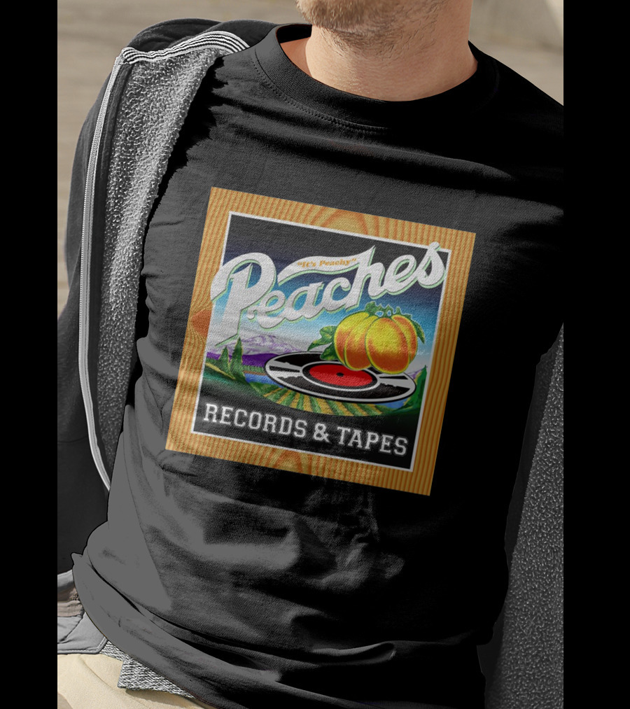 It's Peachy Peaches Records And Tapes Retro Vinyl T-Shirt