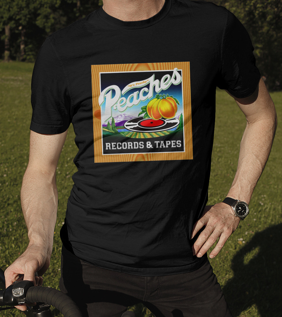 It's Peachy Peaches Records And Tapes Retro Vinyl T-Shirt