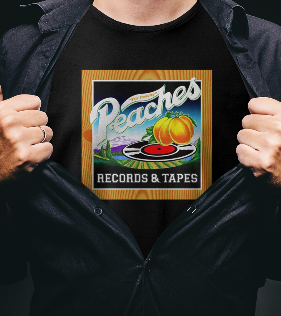 It's Peachy Peaches Records And Tapes Retro Vinyl T-Shirt