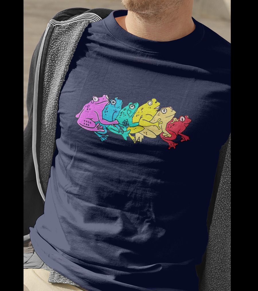 Rainbow Gay Frog Pride Colors Vibrant Frogs T-Shirt