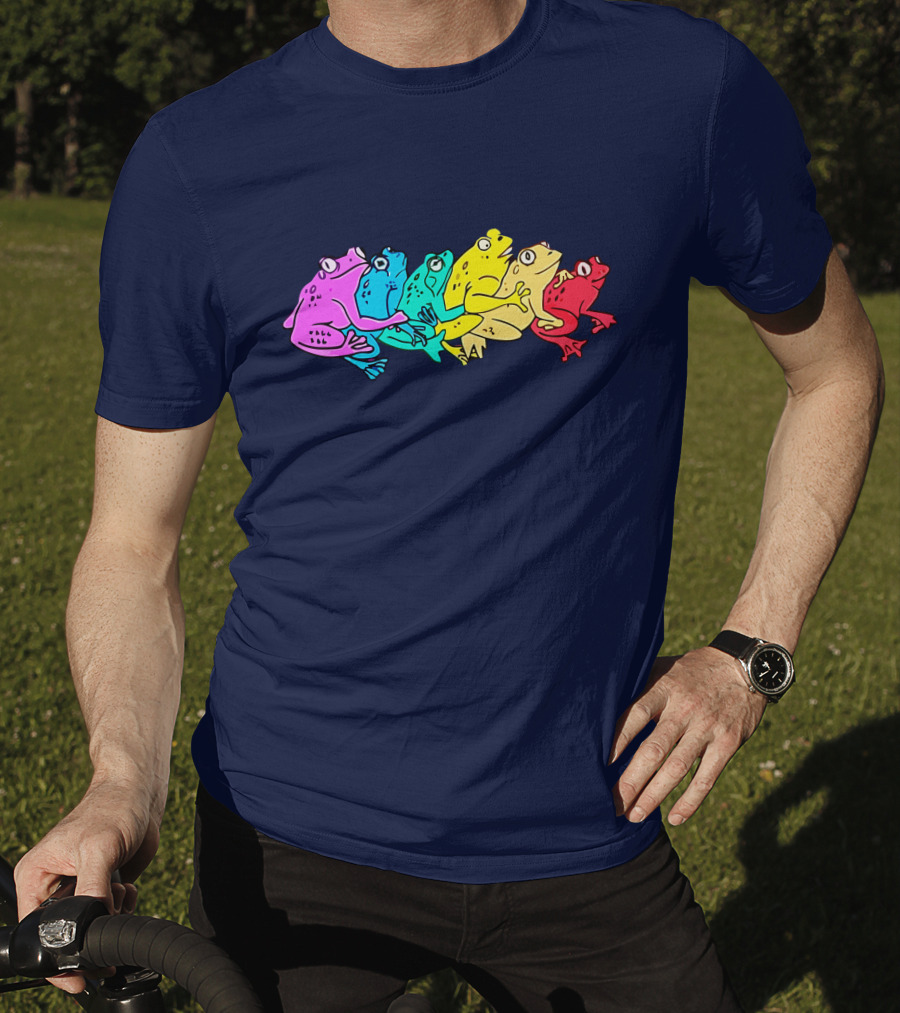 Rainbow Gay Frog Pride Colors Vibrant Frogs T-Shirt