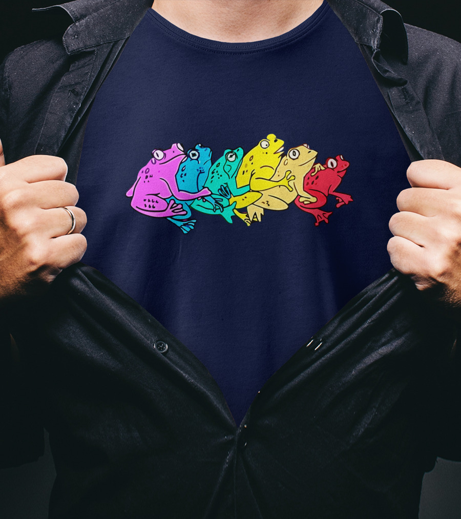 Rainbow Gay Frog Pride Colors Vibrant Frogs T-Shirt