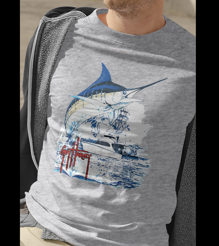 Guy Harvey Marlin Fishing Boat Ocean Adventure T-Shirt