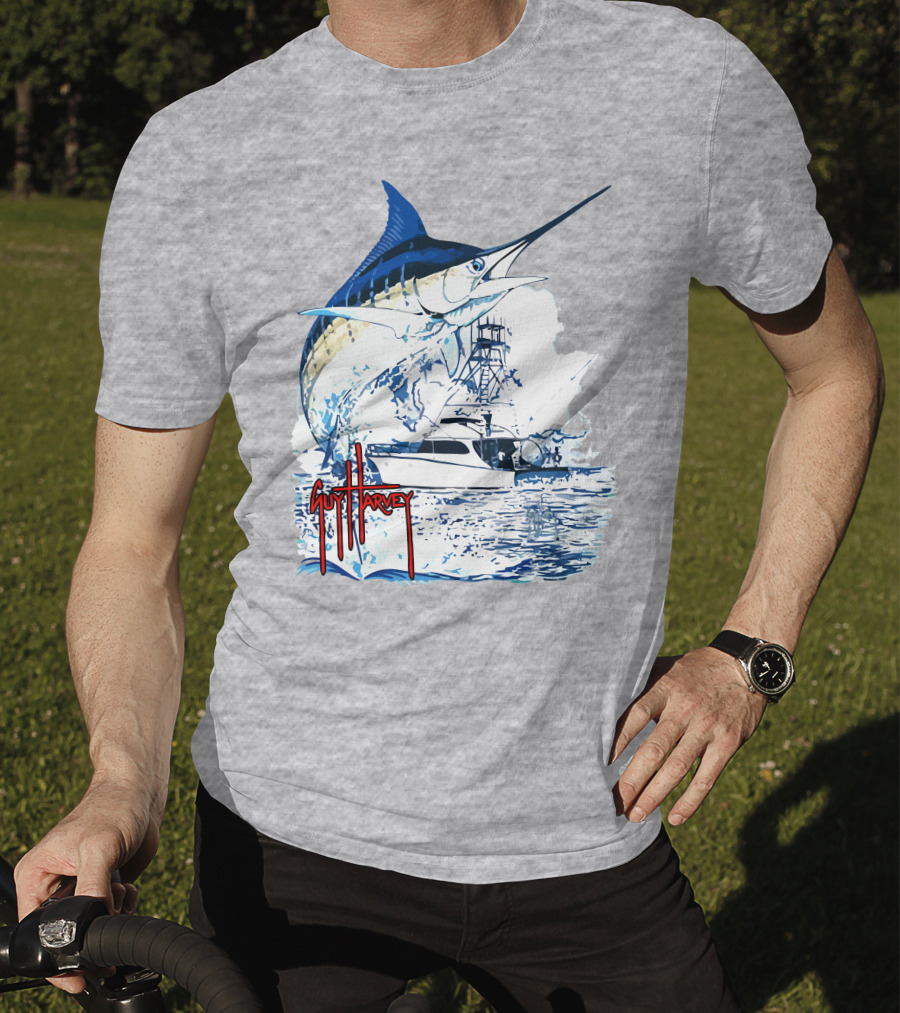 Guy Harvey Marlin Fishing Boat Ocean Adventure T-Shirt