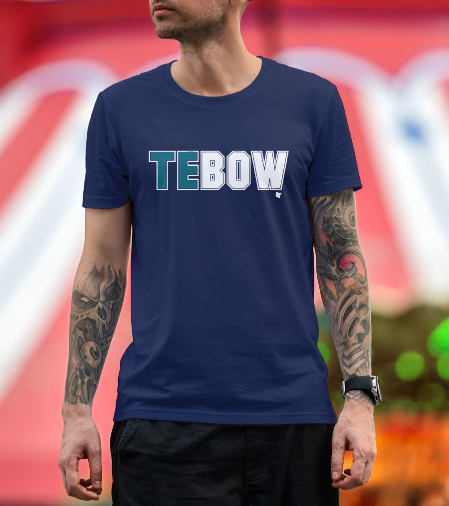 TEBOW Tim Tebow Dark Blue Block Lettering T-Shirt