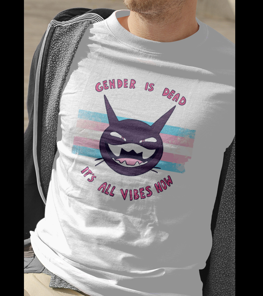 Gender Is Dead It's All Vibes Now Trans Flag Ghost Face T-Shirt