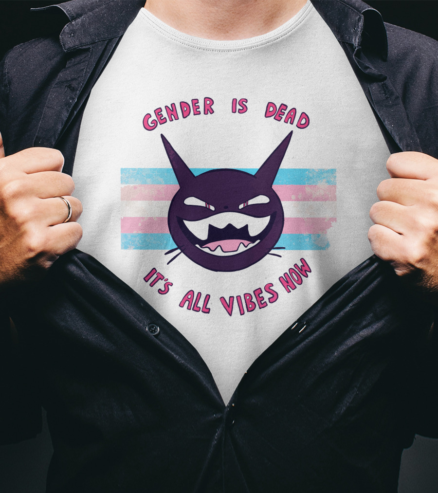 Gender Is Dead It's All Vibes Now Trans Flag Ghost Face T-Shirt