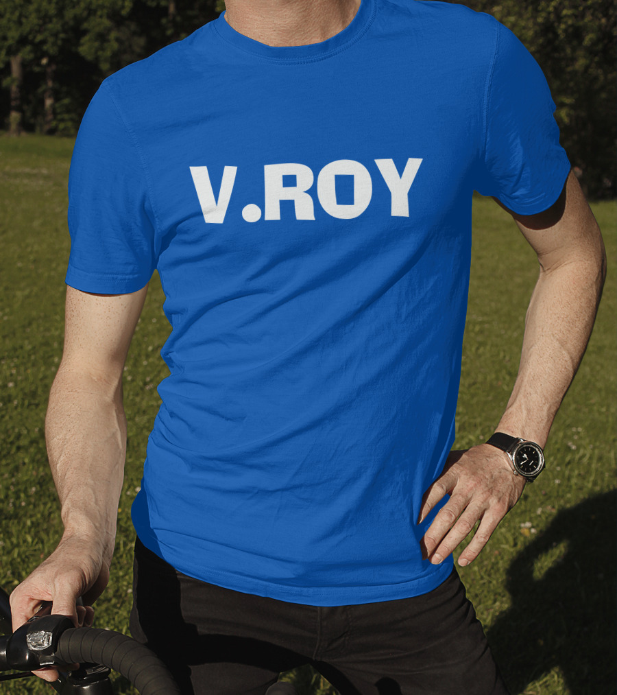 V Roy Classic Blue Typography T-Shirt