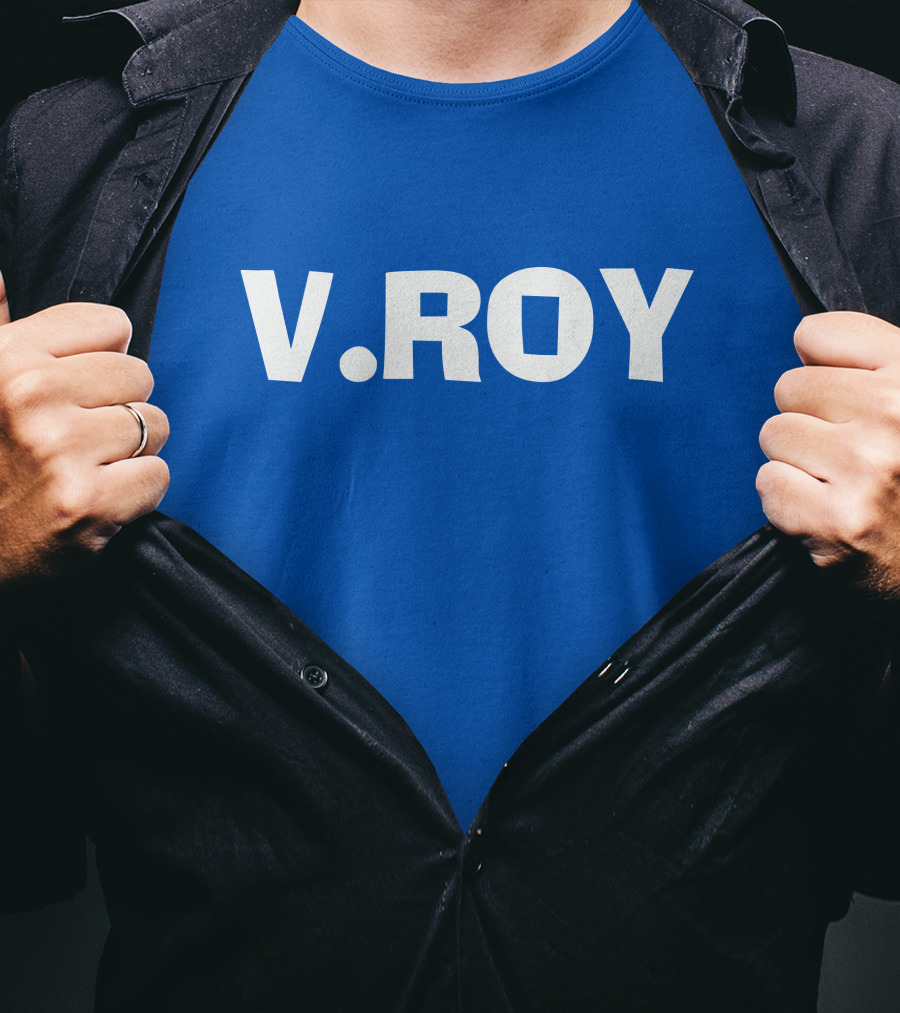 V Roy Classic Blue Typography T-Shirt