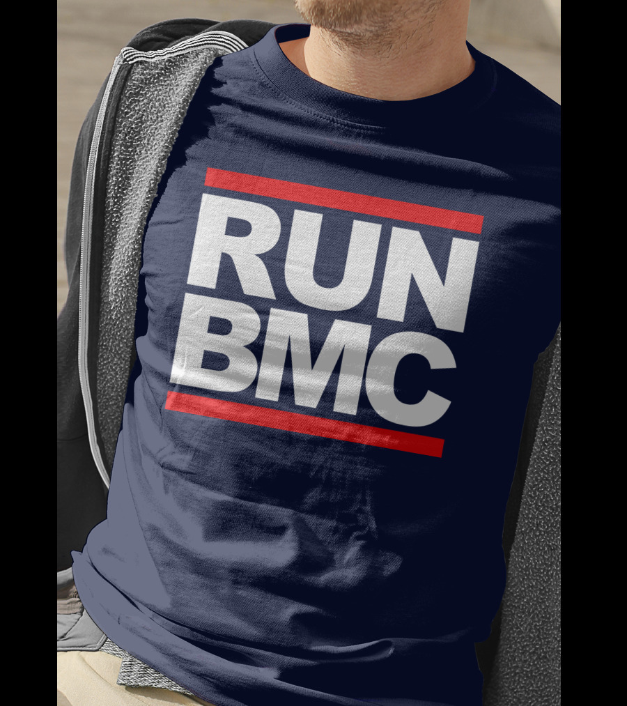 RUN BMC Bold White Text With Red Bars T-Shirt