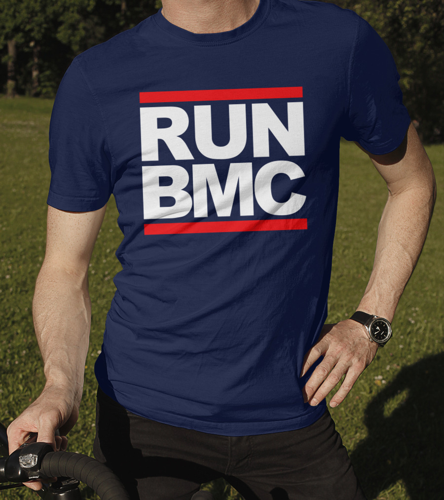 RUN BMC Bold White Text With Red Bars T-Shirt